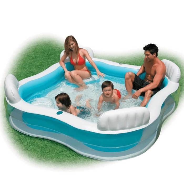 Blauer achteckiger Familienpool mit Sitzen und Kopfstützen, 229 x 229 x 66 cm - INTEX - 56475