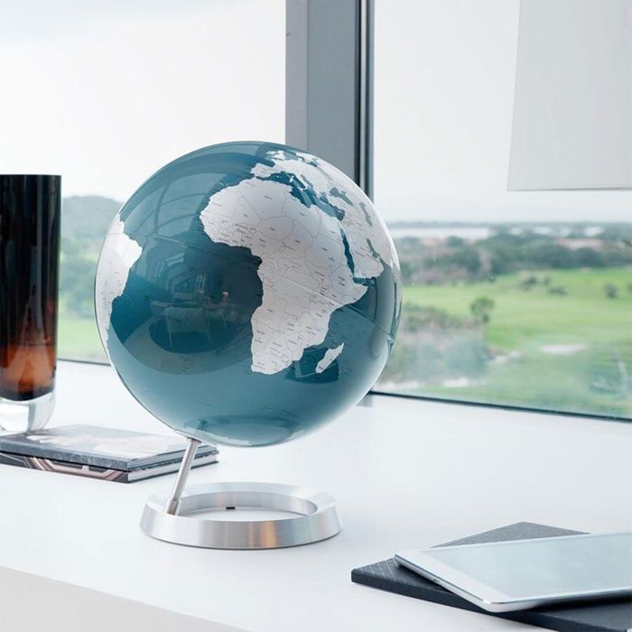Globe terrestre design - LOFT ATTITUDE - Bleu argent - PVC et aluminium