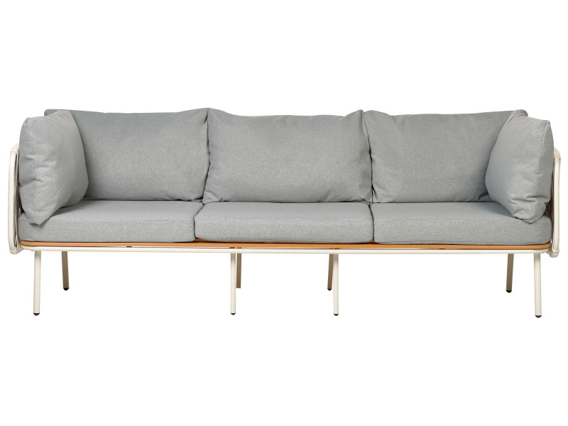 Sofa ogrodowa z plecionką ze sznurka szara
