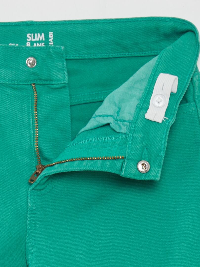 Calça jeans slim de 5 bolsos - VERDE
