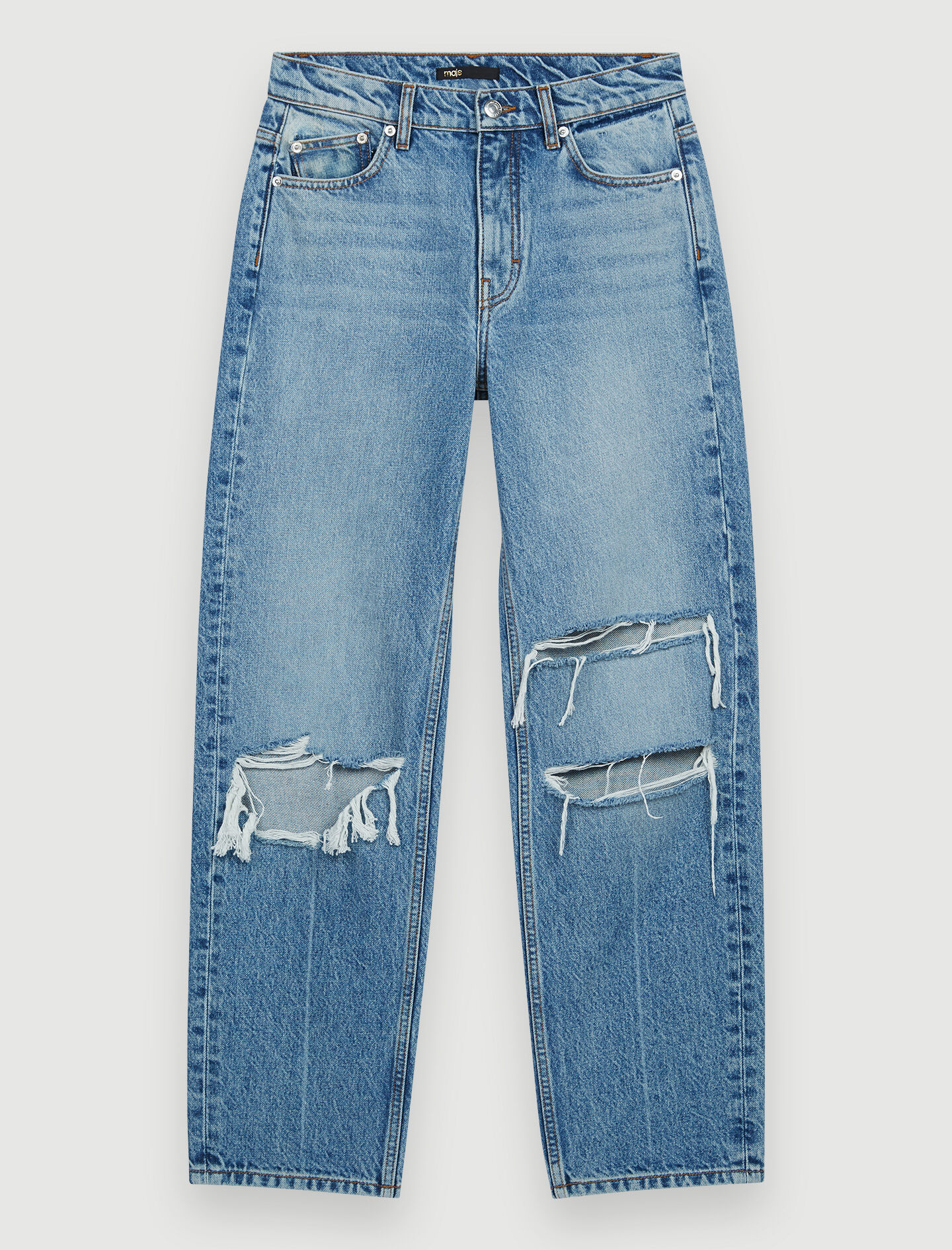 Losvallende, gerafelde denim - Blauw