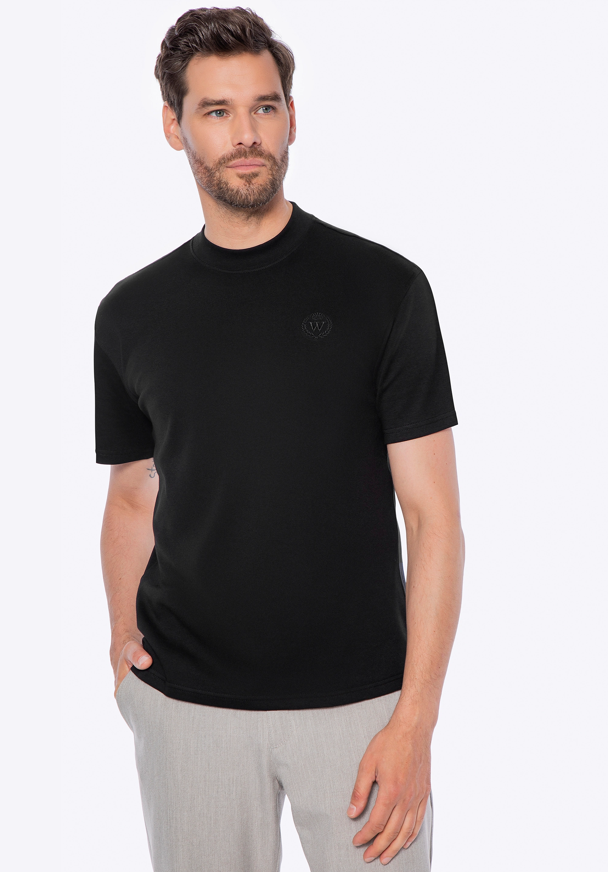 T-shirt męski z bawełny czarny