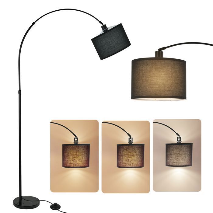 Lampada da terra ad arco - 7MAGIC - FL2009 - 3 temperature di colore - Nero - Design contemporaneo