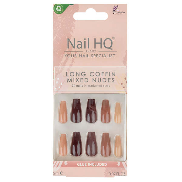 Nail HQ Longo Formato Caixão Nudes Mistos