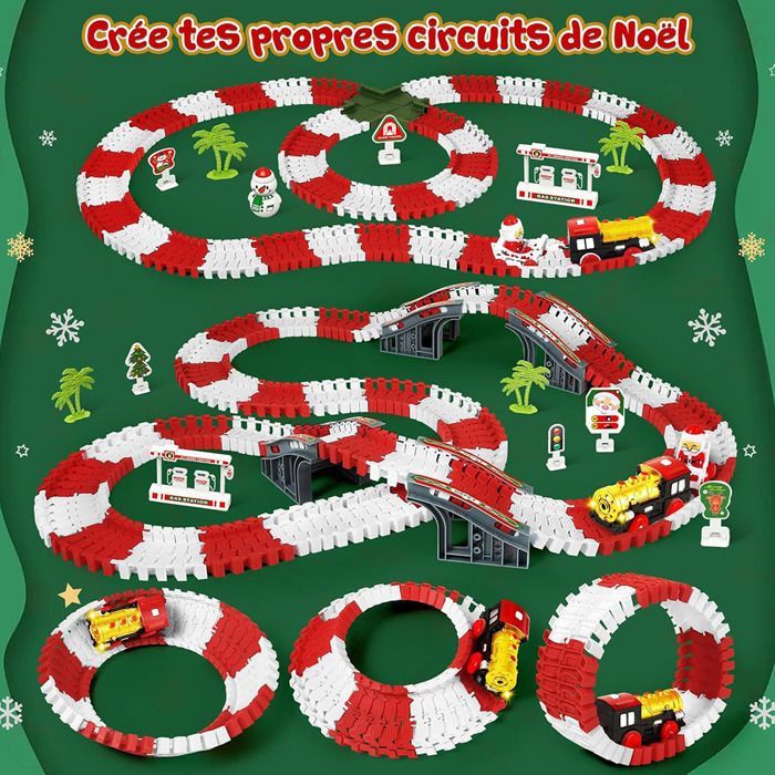 Conjunto de Pista de Carrinhos de Brinquedo Infantil MARSEE com 233 Peças, Trilhos Flexíveis e Trem Elétrico, Presente de Natal para Meninos de 3 a 8 Anos