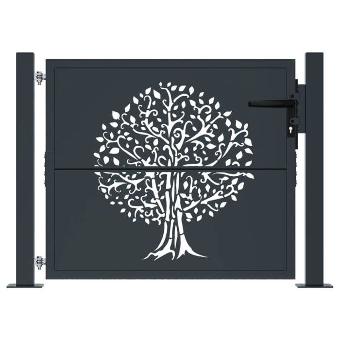 vidaXL Garden Gate, Patio Gate, Security Barrier, Outdoor Gate, Anthracite 105x80 cm Steel 153154