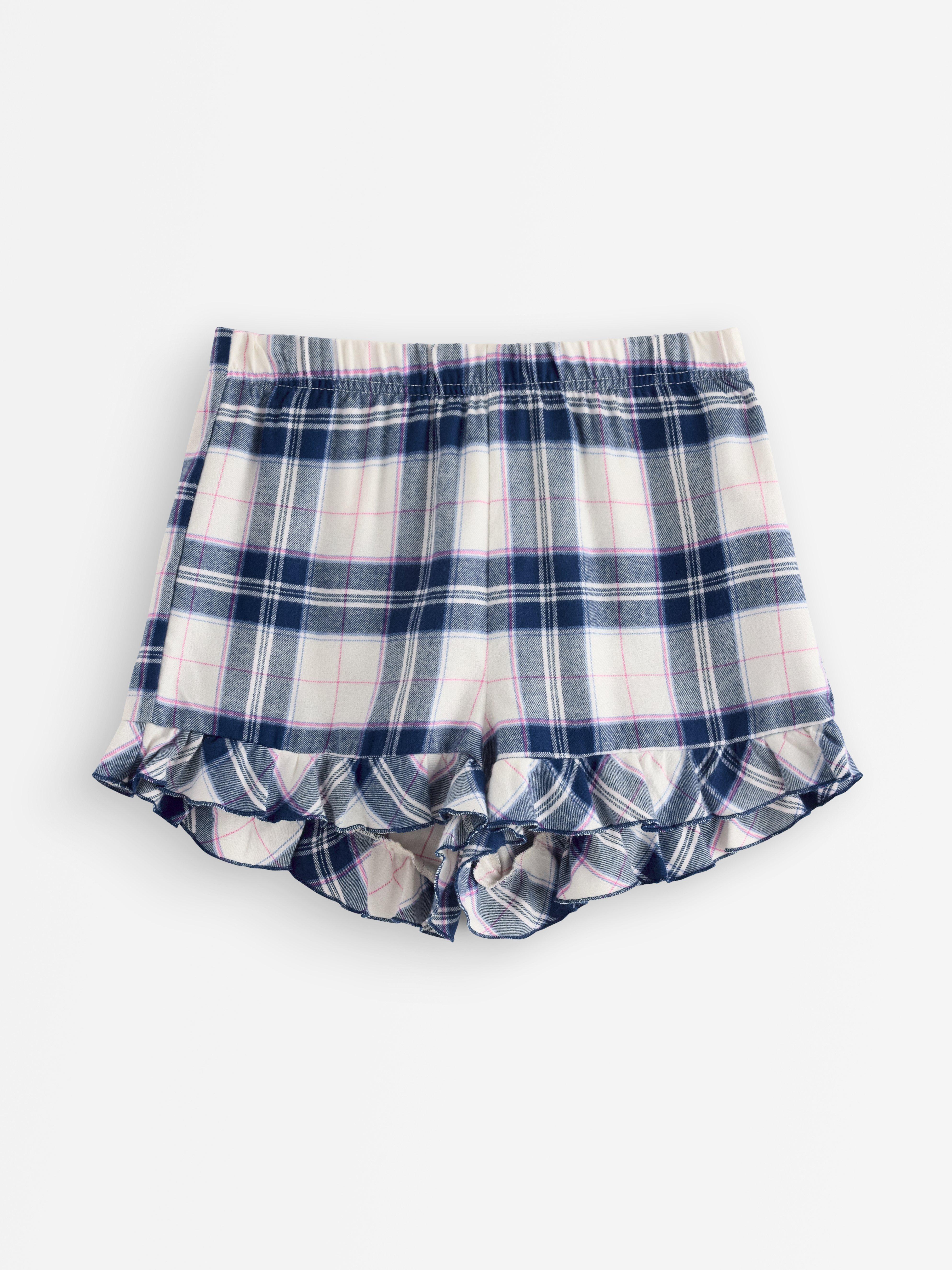 Pantalones cortos de pijama de franela azul oscuro