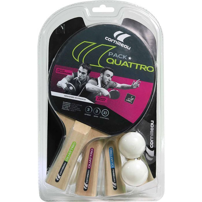 Tischtennisschläger – CORNILLEAU – Sport Pack Quatro – Schwarz – Erwachsene – Unisex – Tischtennis