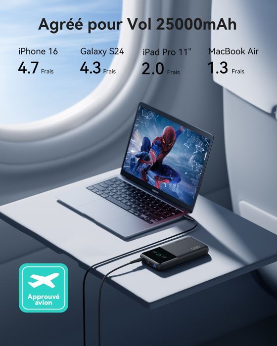 Batteria esterna INIU, Power Bank da 140 W 27000 mAh, Batteria portatile con ingresso e uscita USB C, ricarica rapida PD3.1, compatibile con