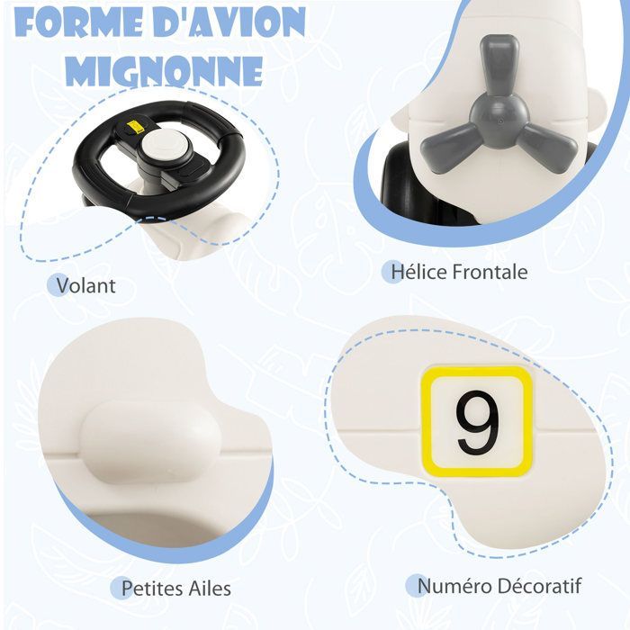 Coche de pedales infantil GOPLUS con forma de avión, volante flexible, asiento ancho, para niños de 18 a 72 meses, capacidad de carga de 45 kg, color beige.
