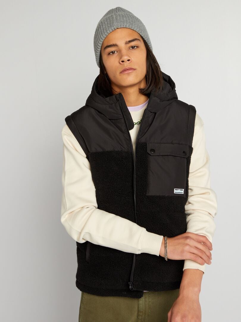 Mouwloos Sherpa-jack - Zwart