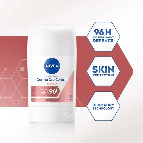 NIVEA Derma Control 96H antiperspirant deodorant v tyčince 50ml