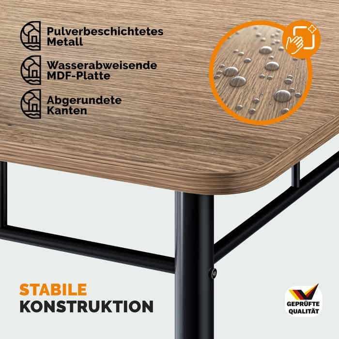 CASARIA® Ensemble LEO table avec 4 chaises brun MDF métal laqué Ensemble 5 pièces pour salle à manger cuisine