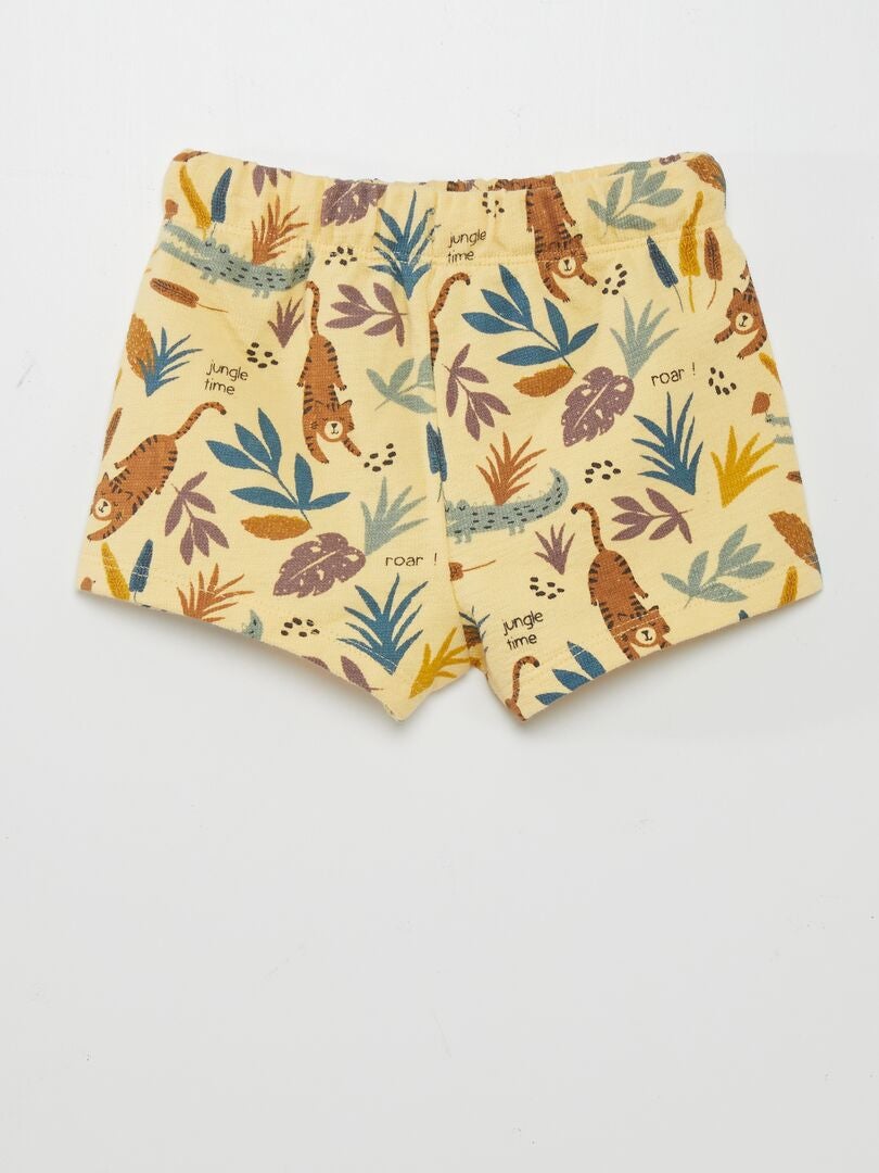 Calções de malha com estampa - AMARELO