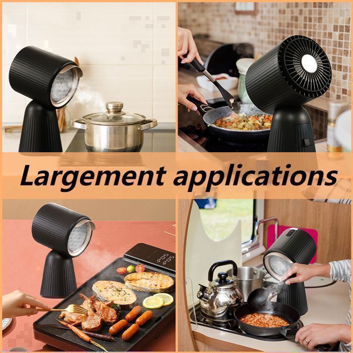 Mini draagbare afzuigkap A+, 24W, barbecue/camping, maximaal 3600 toeren per minuut, keukenafzuigkap, zwart, 3 filters