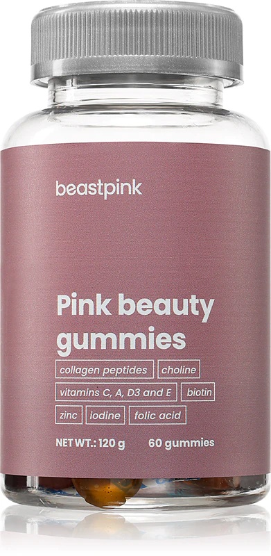 BeastPink Pink Beauty Gummies prehransko dopolnilo mehke žvečljive kapsule za lepe lase in kožo