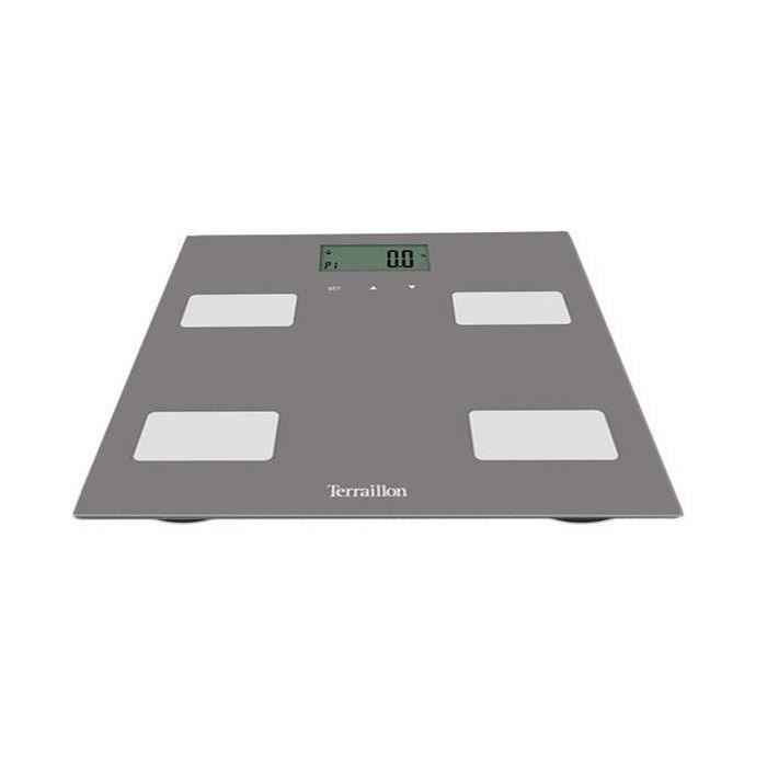 TERRAILLON – Körperanalysewaage – 160 kg Kapazität – Kontrollierte Passform – grau