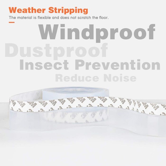 Joint de porte en silicone - ULISEM - 26 pieds - Transparent - 45 mm - Anti-insectes - Étanche - Insonorisé