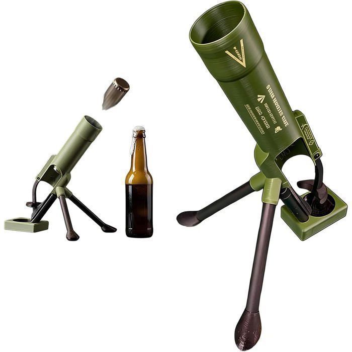 Bottle Opener - NAPASA - 51mm Mortar - Green - Automatic Bottle Opener with Cap Launcher - Tactical Design