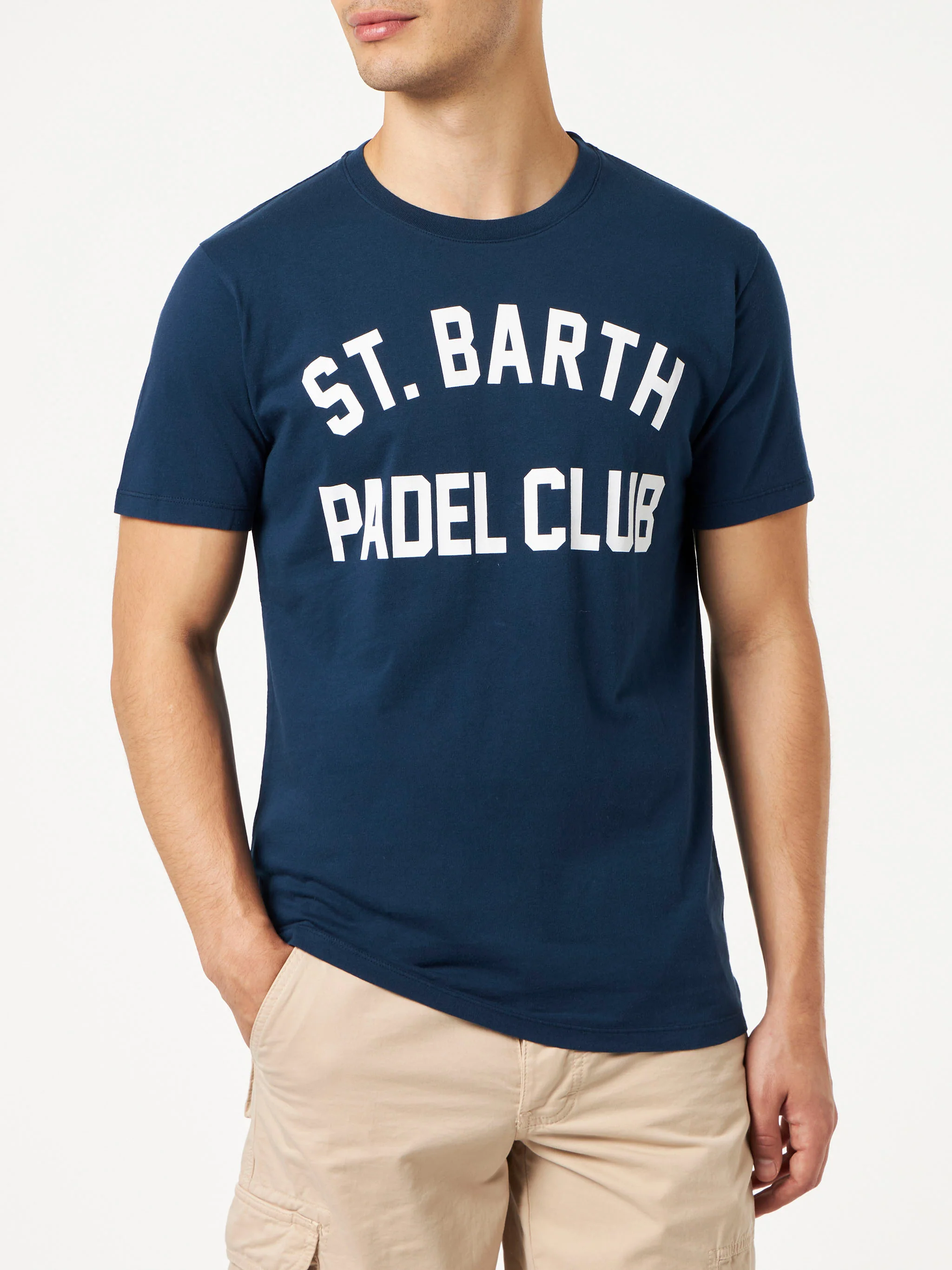 T-shirt da uomo in cotone trattamento vintage con stampa St. Barth Pad