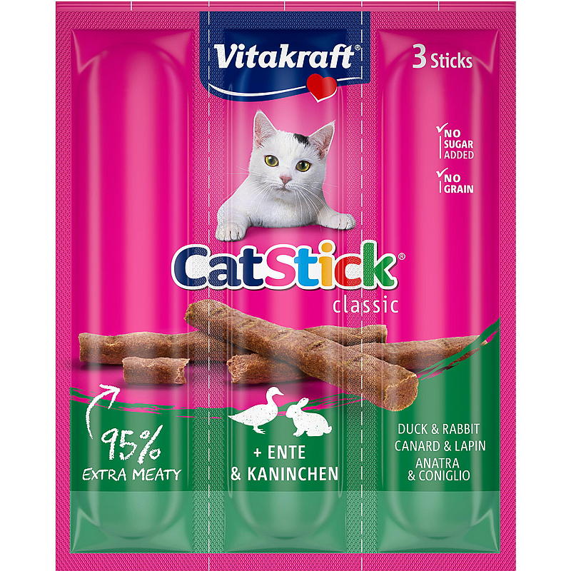 Vitakraft Kattpinnar 3-pack, Anka/Kanin