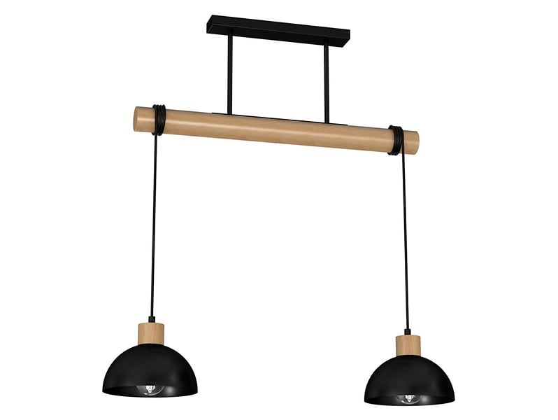 Lampa wisząca Erik 2-punktowa drewniana brązowo-czarna