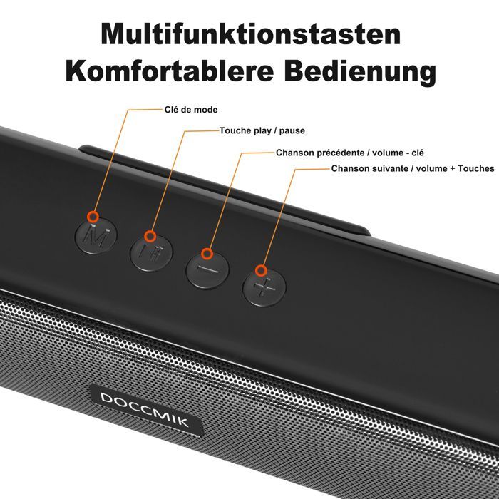 DOCCMIK - 2.2-kanaals scheidbare 2-in-1 soundbar - Bluetooth - Subwoofer - 150W - L782mm