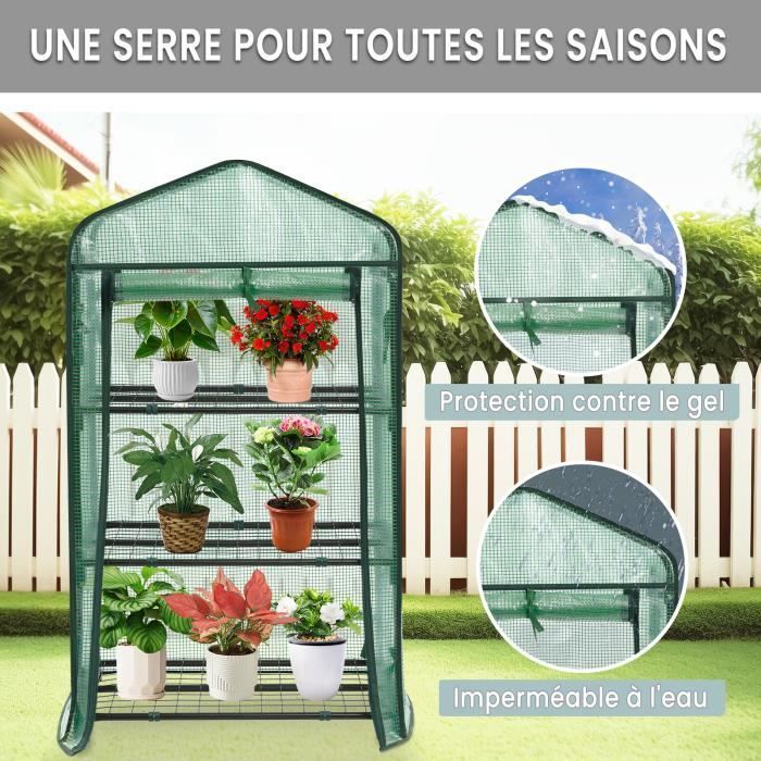 Invernadero de jardín WOLTU con estantes metálicos de 3 niveles, invernadero de invierno, cubierta de PE reforzada, 69x49x125cm, verde W0UETT0045