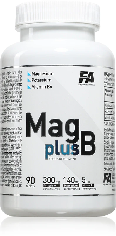 Cápsulas do suplemento alimentar Fitness Authority Mag B Plus para auxiliar a saúde física e mental.