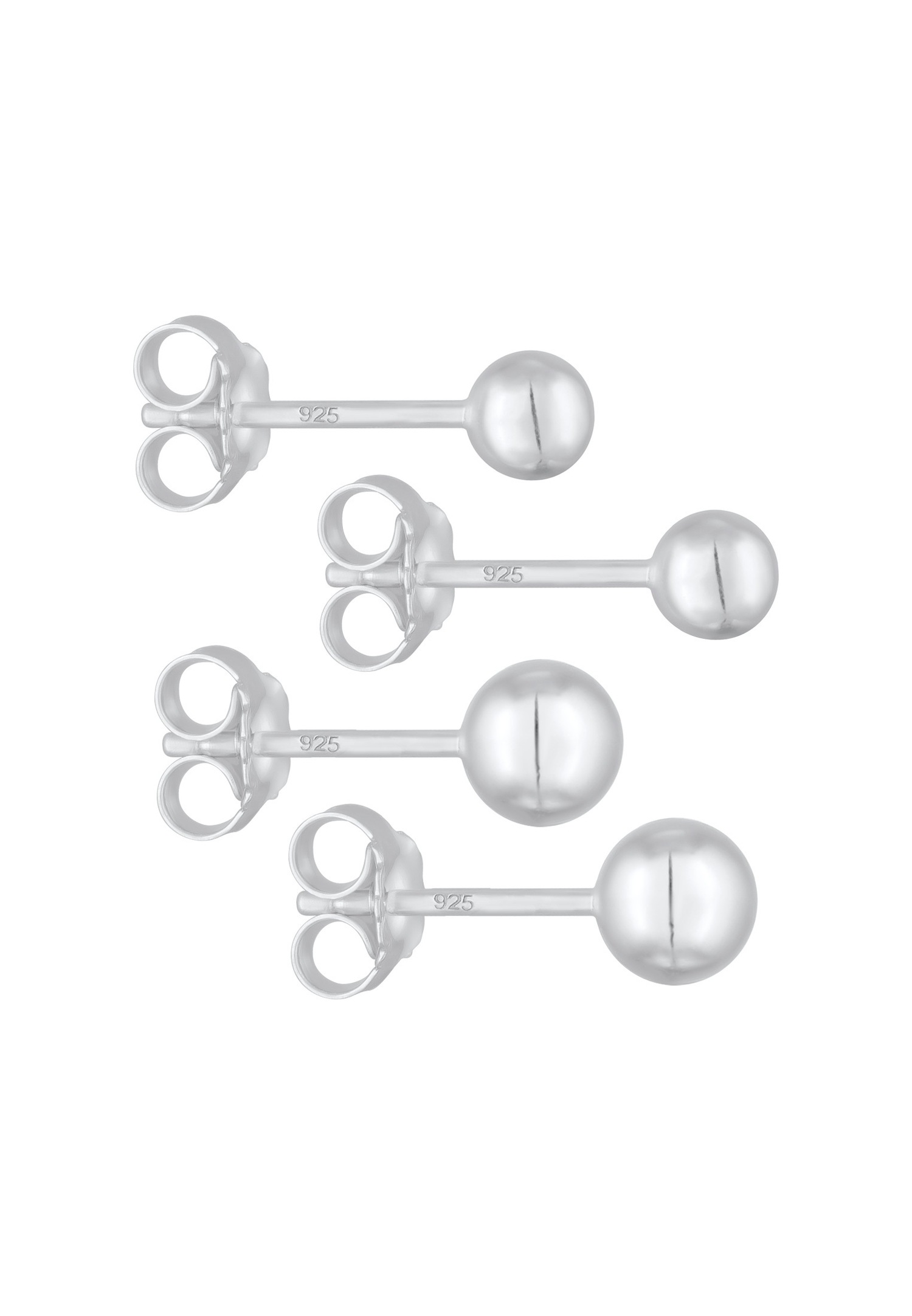 Elli Femmes Clous d'oreilles Boule Basique set de 2 en Argent Sterling 925