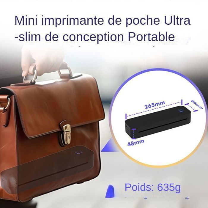 Impressora térmica portátil com Bluetooth, sem tinta, ideal para tatuagens, na cor preta.