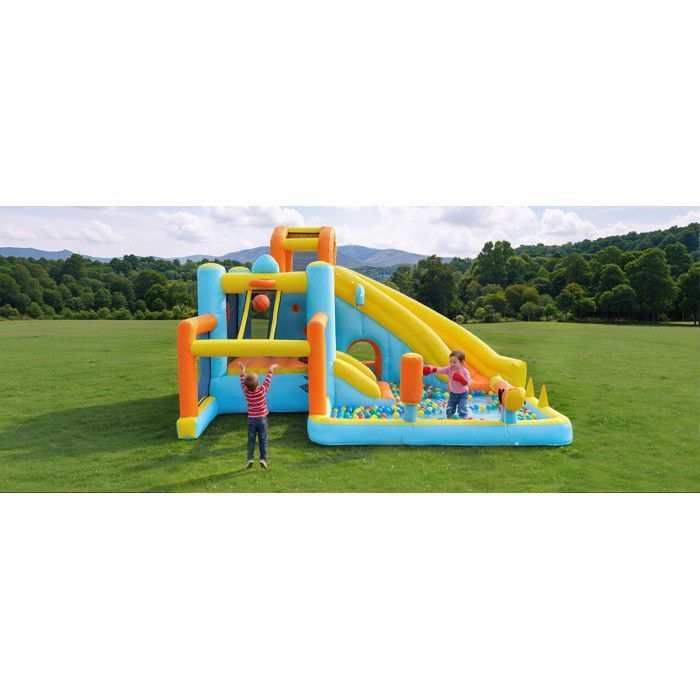 Opblaasbaar kasteel voor kinderen 405 x 416 x 218 cm met blower - springkasteel - waterpark - waterglijbaan - zwembad