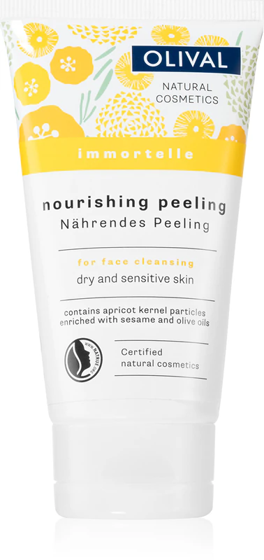 Olival Immortelle Nourishing Peeling, een milde gezichtsscrub voor de droge en gevoelige huid.