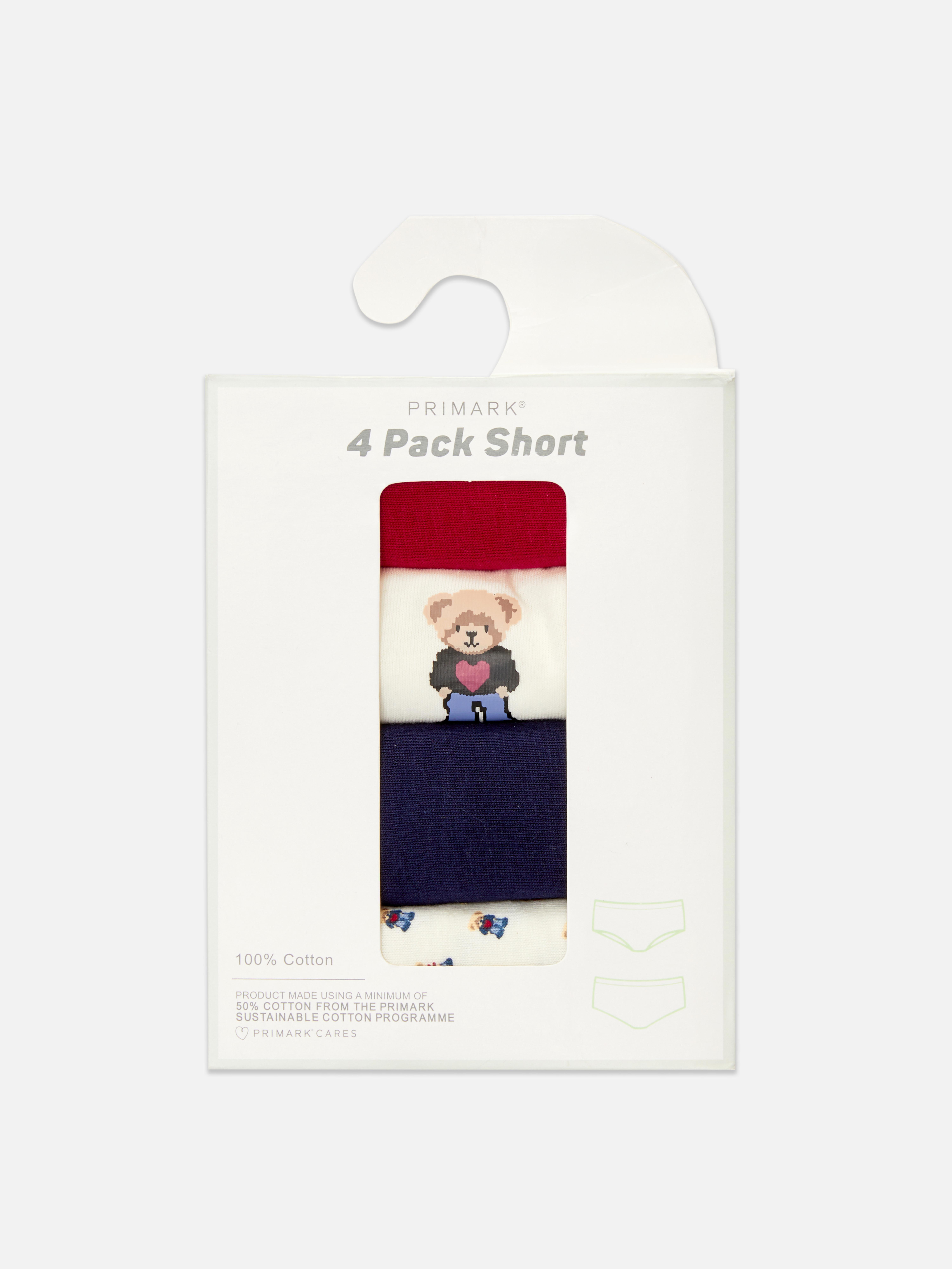 Hochgeschnittene Slips, 4er-Set. Eine Mehrfachpackung hochgeschnittener Slips in verschiedenen Designs.