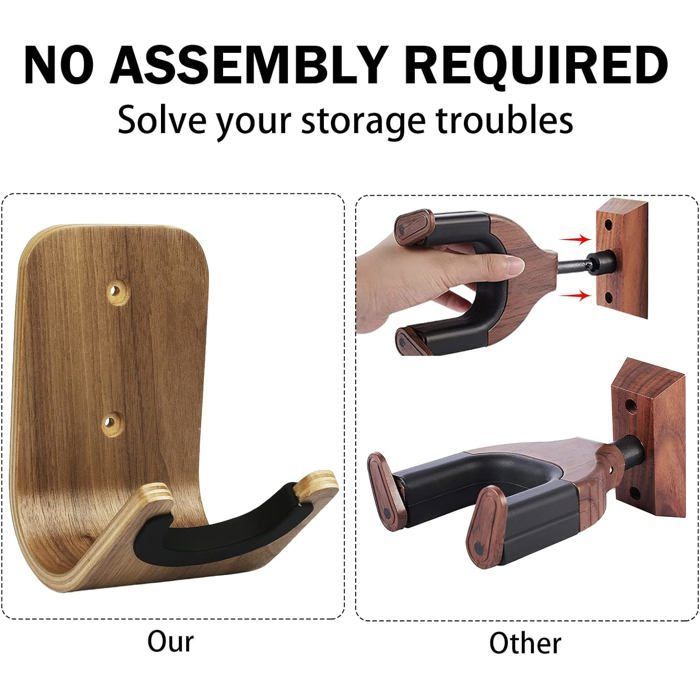 Soporte de pared para guitarra, de madera, con tornillos y adhesivo, para ukelele, bajo, guitarra acústica y eléctrica.