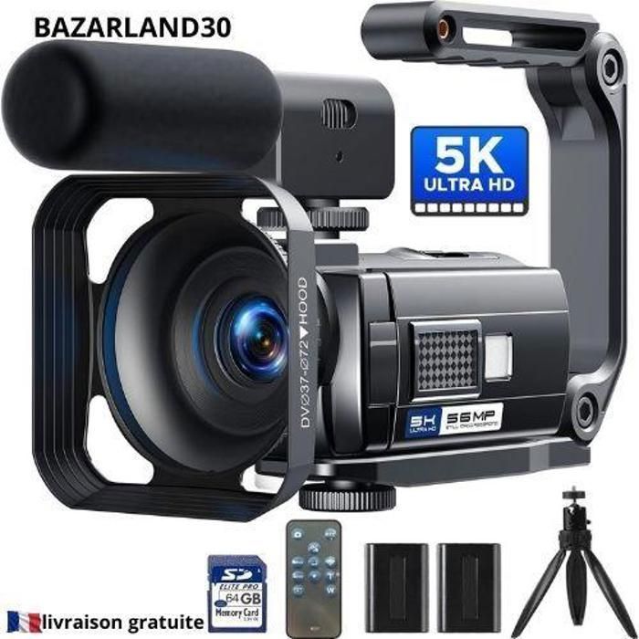Caméscope 5K - BAZARLAND30 - UHD 56MP - Vision nocturne IR - Écran tactile rotatif 3