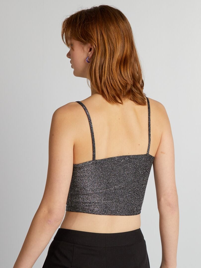 Zachte gebreide crop top - GRIJS