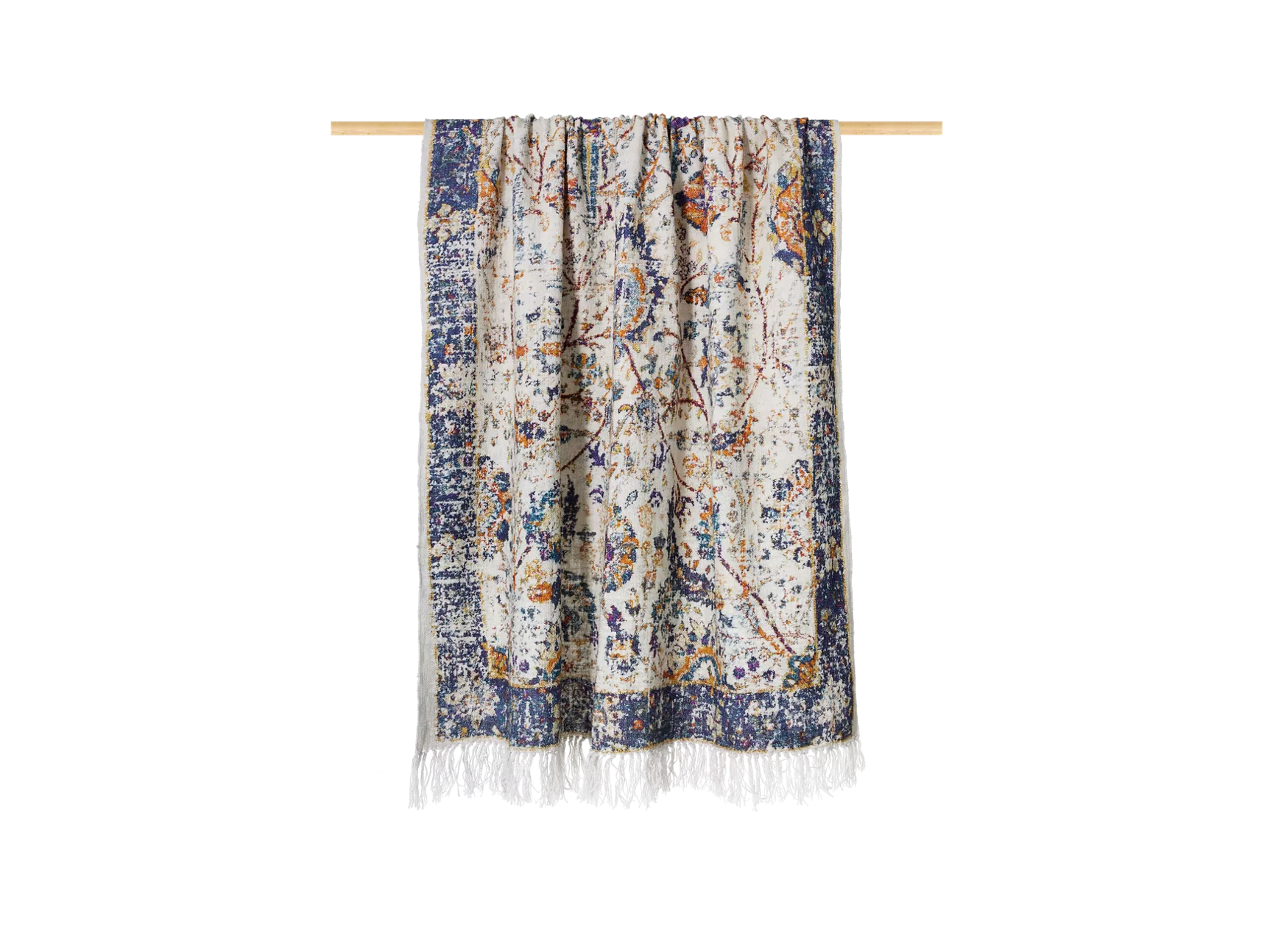 Manta Shiraz con borde azul, 130 x 170 cm