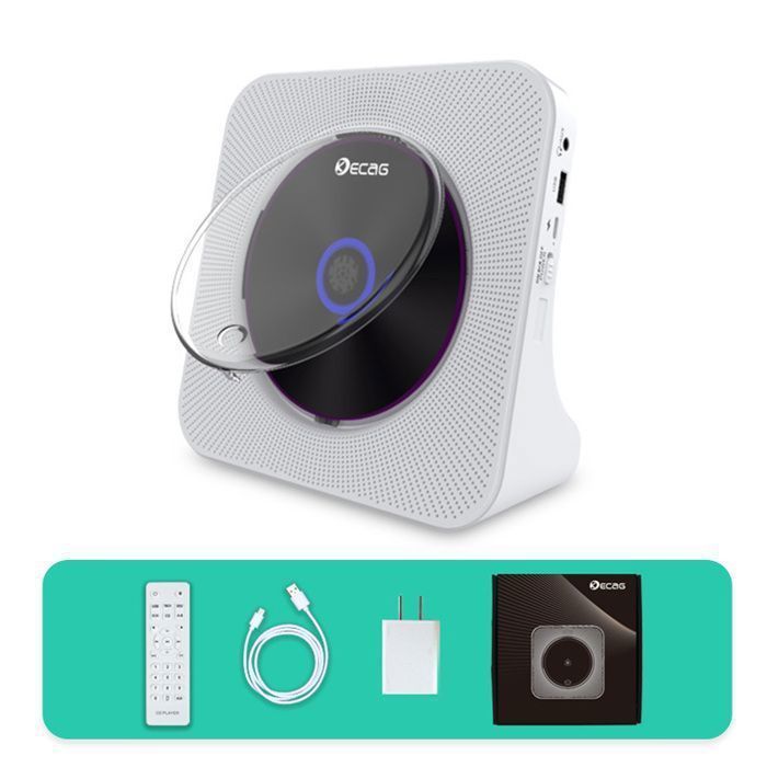 Lecteur CD Bluetooth Rétro - USB/AUX/FM - Émetteur & Récepteur Bluetooth - HiFi - Avec Télécommande - Rechargeable - Blanc