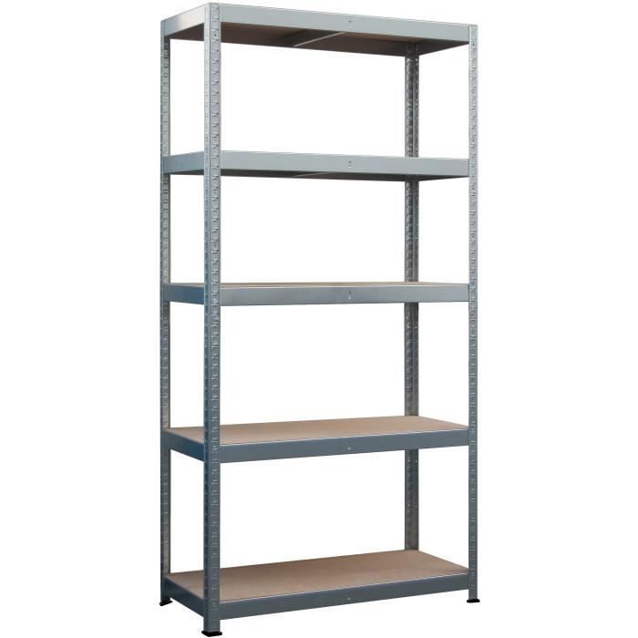 Etagère charges lourdes 5 plateaux - L90 x P40 x H180 cm - 175 kg / plateau