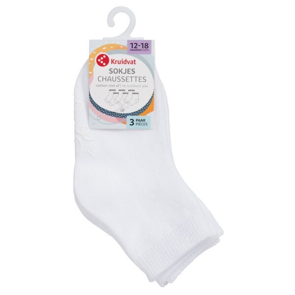 Kruidvat Babysokjes<br>wit, 12-18m, 3 poros