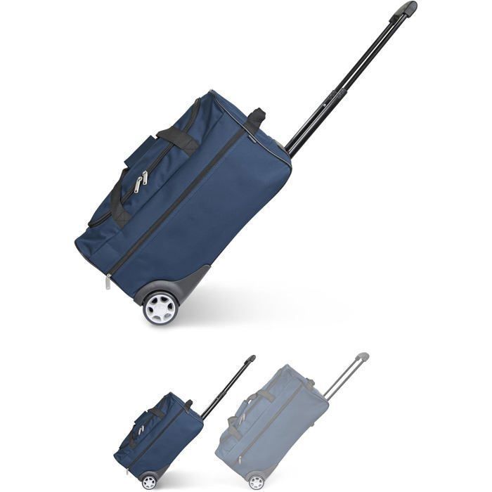 Sac de Voyage Trolley Bleu - Sac à roulettes, canne télescopique, compartiment spacieux, poche zippée, idéal week-end