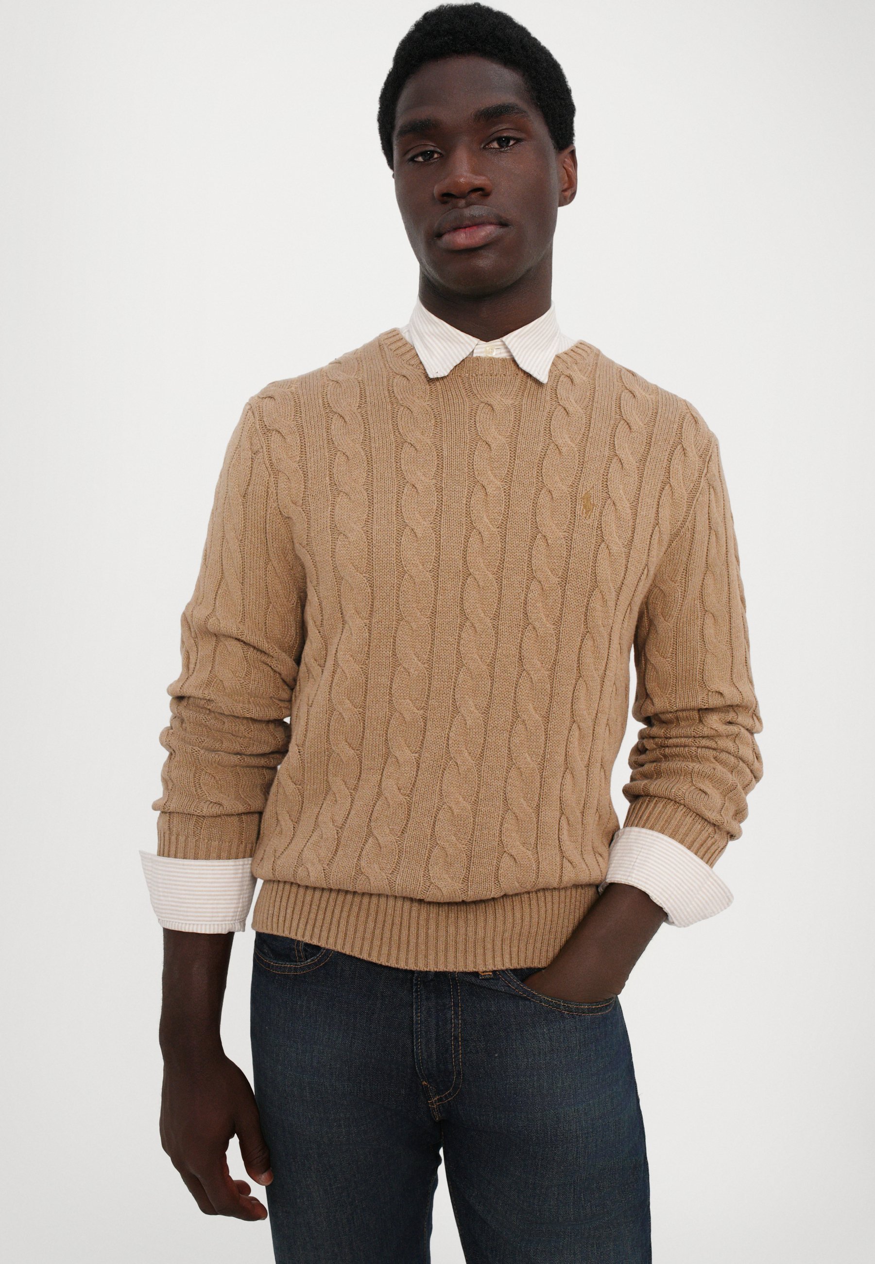 Polo Ralph Lauren kabelgebreide katoenen trui - Trui - buff camel