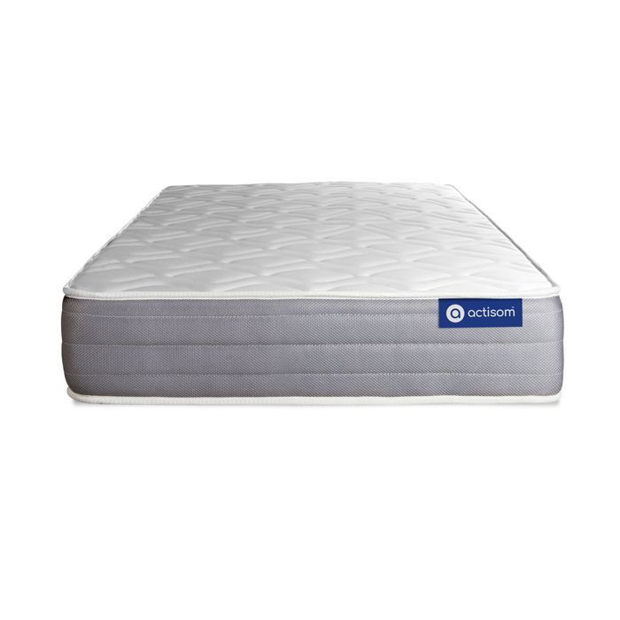 Mattress and bed base set 90x200 cm - Grey bed base (assembly required) - Actimemo Dream