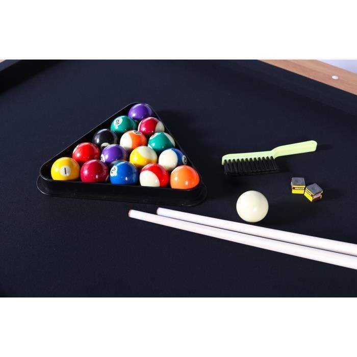 Billard américain 6ft Vegas bois clair - 184x102x82cm - Tapis de jeu noir