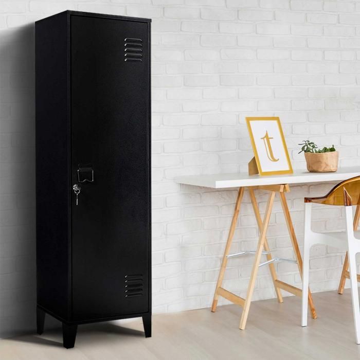 Armadietto industriale IDMARKET ESTER a 1 anta in metallo nero.