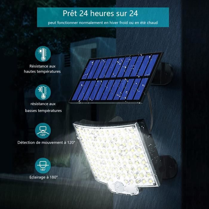 Buitenlamp op zonne-energie met bewegingssensor, 106 LED's, 2 stuks, IP65 waterdicht, 120° verlichtingshoek met 5 meter kabel