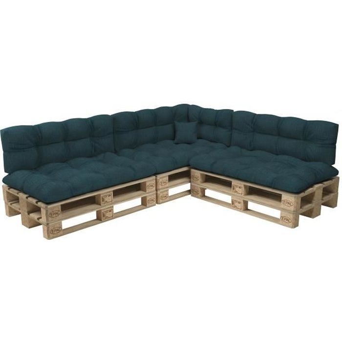 Coussins palettes Matelassé - Vert foncé - Set 8 pièces  COUSSINS DE PALETTES - 100% Polypropylène - Intérieur/Extérieur - POKAR