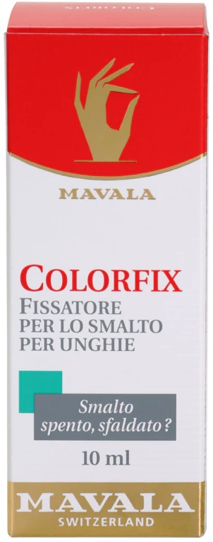 „Mavala Nail Beauty Colorfix“ viršutinis sluoksnis suteikia puikią apsaugą ir intensyvų blizgesį.