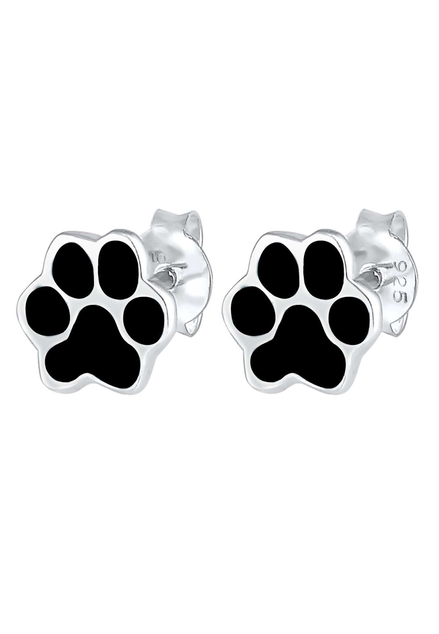 Elli Femmes Clous d'oreilles Patte Animal Chien Chat Filigrane avec Émail en Argent Sterling 925
